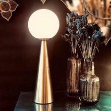 Cargar imagen en el visor de la galería, Lámpara sobremesa metal dorado vidrio opal Ø15x45 cm E27 - OPLS0001
