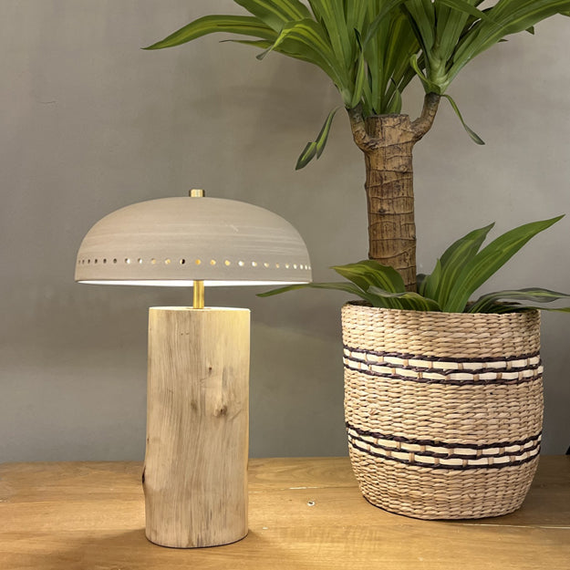 Lámpara sobremesa madera cerámica  Ø23X33 cm G9 - OPLS0009