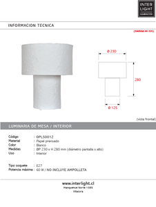 Lámpara sobremesa papel prensado Ø23x28 cm E27 - OPLS0012