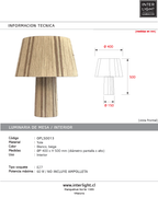 Lámpara sobremesa yute beige natural Ø40x50 cm E27 - OPLS0013