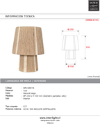 Lámpara sobremesa yute natural beige Ø25x33 cm E27 - OPLS0015