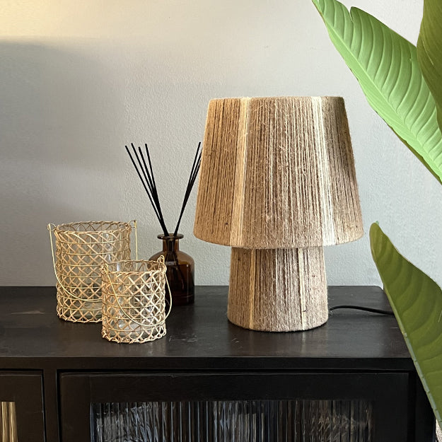 Lámpara sobremesa yute natural beige Ø25x33 cm E27 - OPLS0015