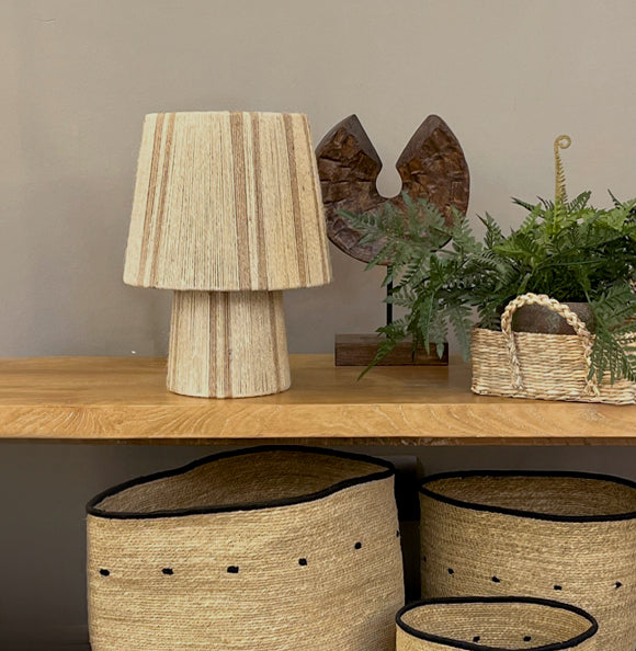 Lámpara sobremesa yute beige natural Ø25x33 cm E27 - OPLS0022