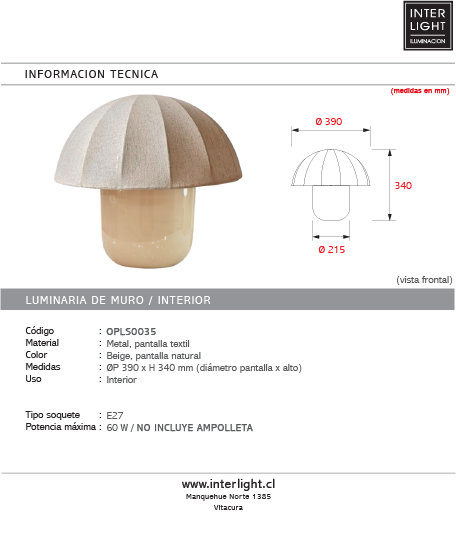 Lámpara de mesa metal beige pantalla textil Ø39x34 cm  E27 - OPLS0035