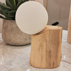 Lámpara de mesa madera natural pantalla vidrio opal  18x19 cm G9 - OPLS0037