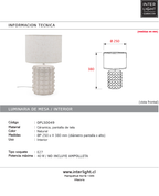 Lámpara de mesa natural Ø25x38cm  E27 - OPLS0049