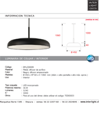 Lámpara colgante metal negro difusor policarbonato Ø 45 cm LED 36W - OYLC0009