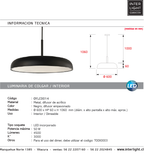 Lámpara colgante metal negro difusor policarbonato Ø60 cm LED 50W - OYLC0014