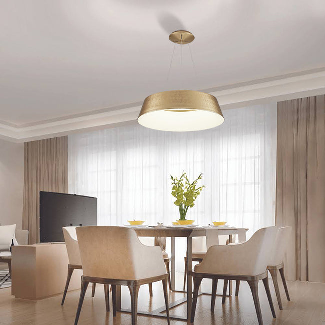 Lámpara colgante resina dorado difusor policarbonato dim Ø 60 cm LED 50W - OYLC0016