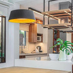 Lámpara colgante resina negro interior madera difusor policarbonato dim Ø 46 cm LED 36W - OYLC0017