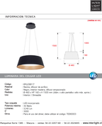 Lámpara colgante resina negro interior madera difusor policarbonato dim Ø 46 cm LED 36W - OYLC0017