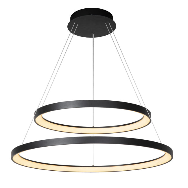 Lámpara colgante negro doble aro Ø75x Ø56  cm LED 92W - OYLC0018