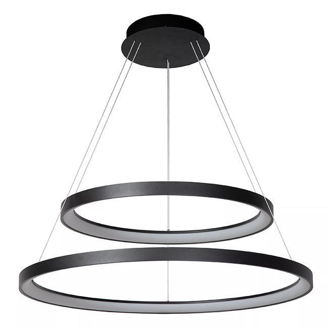Lámpara colgante negro doble aro Ø75x Ø56 cm LED 92W - OYLC0018