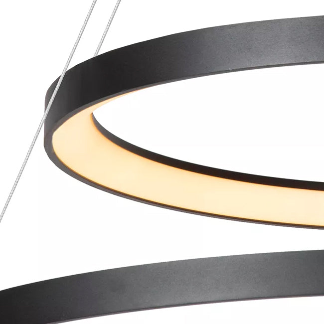 Lámpara colgante negro doble aro Ø75x Ø56  cm LED 92W - OYLC0018