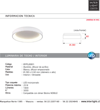 Cargar imagen en el visor de la galería, Plafón aluminio blanco difusor acrílico Ø 28 cm LED 20W
