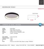 Plafón aluminio negro difusor acrílico Ø 28 cm LED 20W - OYPL0002