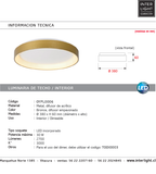 Plafón aluminio bronce difusor acrílico Ø 38 cm LED 30W - OYPL0006