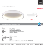 Plafón aluminio blanco difusor acrílico Ø 48 cm LED 38W - OYPL0007