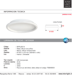 Plafón aluminio blanco difusor acrílico Ø 50 cm LED 45W - OYPL0014