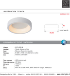 Plafón aluminio blanco difusor acrílico Ø 28 cm LED 20W - OYPL0016