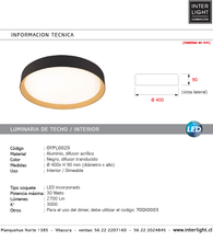 Cargar imagen en el visor de la galería, Plafón aluminio negro difusor acrílico Ø40 cm LED 30W - OYPL0020
