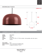 Cargar imagen en el visor de la galería, Lámpara colgante metal ocre rojo Ø40x23 cm E27 - PGLC0001
