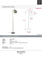 Lámpara de pie metal verde olivo Ø28x164 cm  E14- PGLP0009