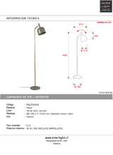 Cargar imagen en el visor de la galería, Lámpara de pie metal verde olivo Ø28x164 cm  E14- PGLP0009
