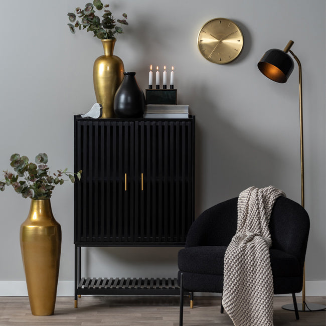 Lámpara de pie metal negro dorado Ø28x164 cm E14 - PGLP0010