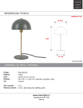 Cargar imagen en el visor de la galería, Lámpara sobremesa metal verde oscuro bronce  Ø20x40 cm E14 - PGLS0033
