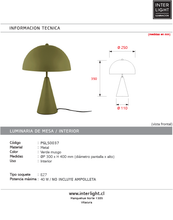 Cargar imagen en el visor de la galería, Lámpara sobremesa metal verde musgo Ø25x35 cm E14 - PGLS0037
