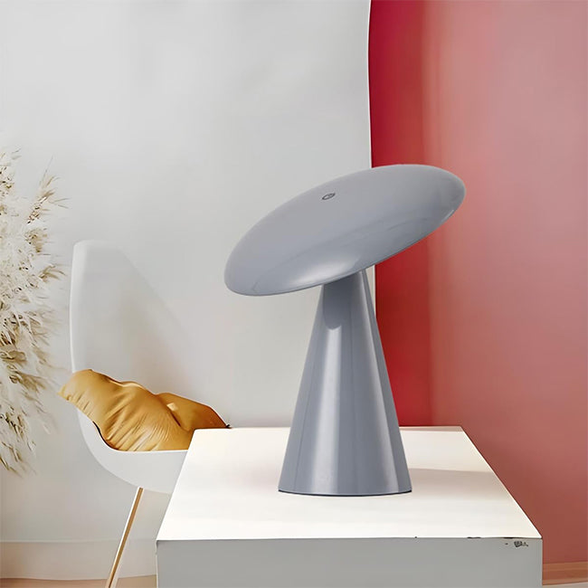 Lámpara sobremesa melamina gris recargable USB Ø23x26 cm 4W LED - PGLS0038