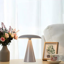 Cargar imagen en el visor de la galería, Lámpara sobremesa melamina gris recargable USB Ø23x26 cm 4W LED - PGLS0038
