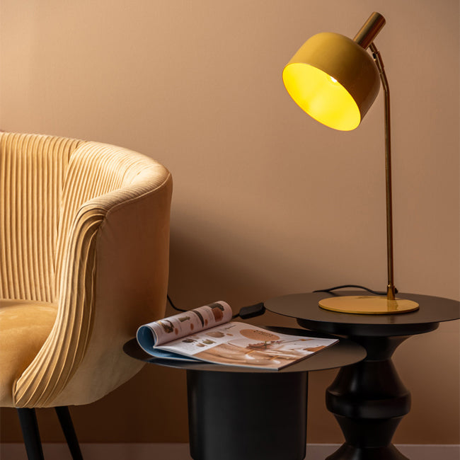Lámpara sobremesa metal amarillo miel dorado 9.5x56 cm E14 - PGLS0041