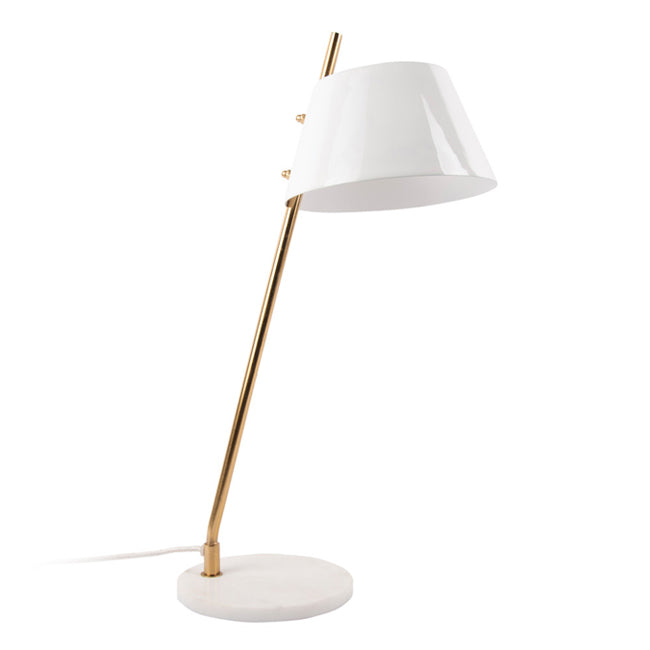 Lámpara sobremesa metal mármol dorado blanco Ø16x53 cm E14 - PGLS0050