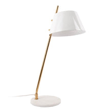 Cargar imagen en el visor de la galería, Lámpara sobremesa metal mármol dorado blanco Ø16x53 cm E14 - PGLS0050
