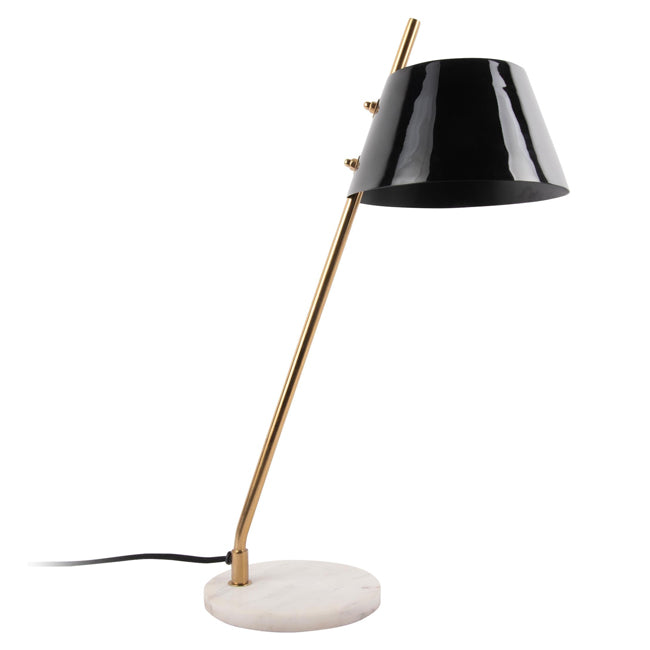 Lámpara sobremesa metal negro dorado mármol blanco  Ø16x53 cm E14 - PGLS0053