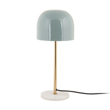 Cargar imagen en el visor de la galería, Lámpara sobremesa metal azúl brumoso dorado mármol blanco  Ø20x50 cm E14 - PGLS0057
