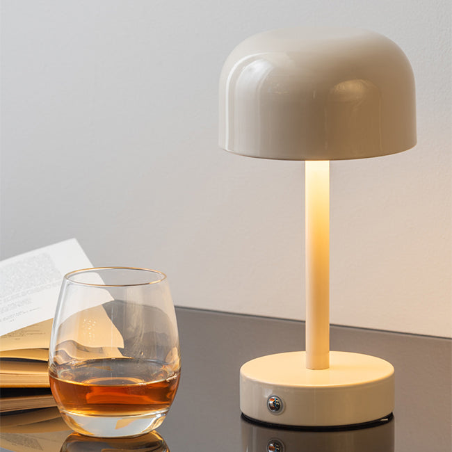 Lámpara sobremesa metal recargable beige Ø12,5x24,5 cm LED - PGLS0060