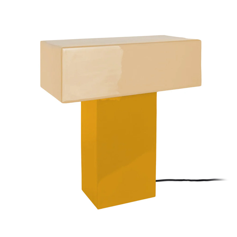 Lámpara sobremesa metral ocre  amarillo suave 32x35cm E27 - PGLS0070