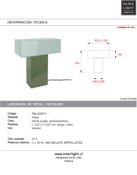 Lámpara sobremesa metal verde jungla y grisáceo 32x35 cm E27 - PGLS0071