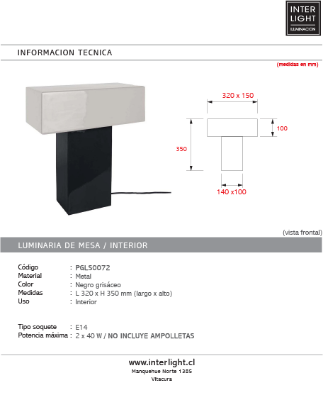 Lámpara sobremesa metal negro y grisáceo 35x35 cm E14 - PGLS0072
