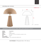Lámpara de mesa metal beige brillante Ø40xH55 cm E27 - PGLS0081