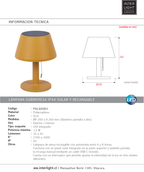 Lámpara de mesa polipropileno ocre interior/exterior Ø20xH26 cm LED - PGLS0083
