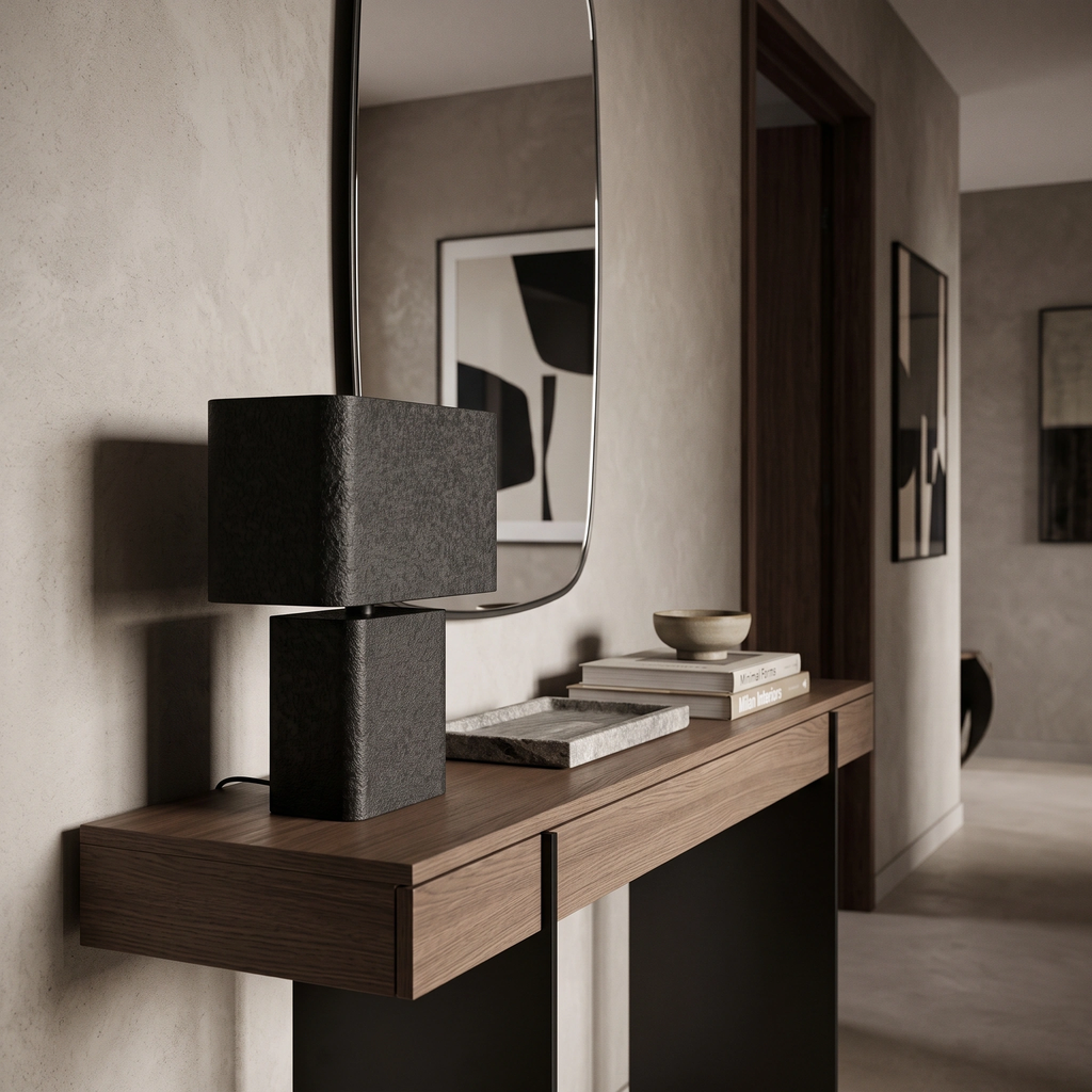 Lámpara de mesa metal texturizado negro L24xH33 cm E27 - PGLS0091