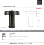 Lámpara de mesa metal negro Ø24xH26 cm E14x2 - PGLS0099