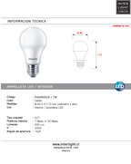 Ampolleta empavonada 7W 3000k cálida - PHAM0059