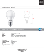 Ampolleta empavonada cálida dimeable E27 8.5W A60 - PHAM0069