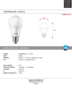 Ampolleta empavonada - E27 14W A60 - PHAM0072