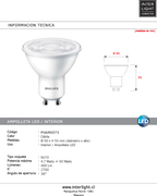 Ampolleta luz cálida LED GU10 4.7W 2700K - PHAM0073